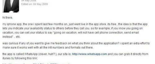 publicite whatsapp 2009