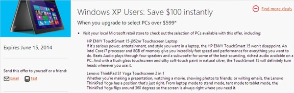 Microsoft Offre 100 Dollars Windows XP