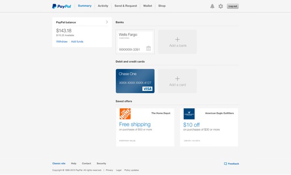 PayPal Nouvelle Interface Porte-Feuille