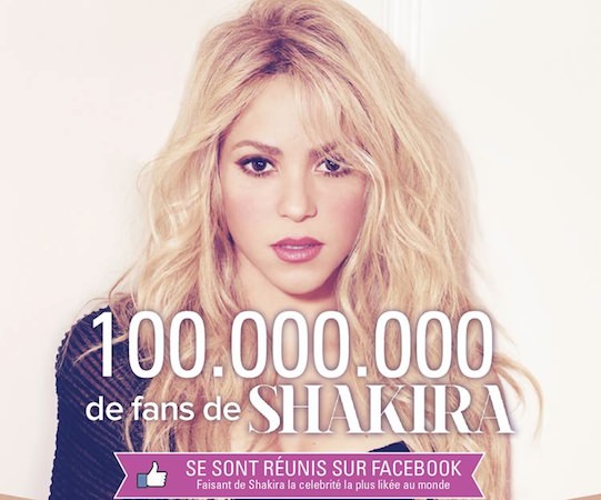 Shakira 100 Millions Jaime Facebook