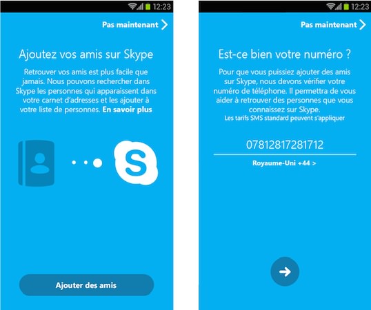 Skype 5.0 Android Ajout Contacts