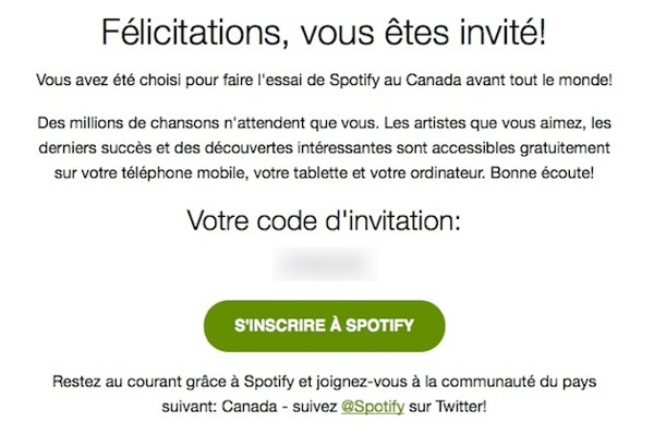 Spotify Invitation Canada
