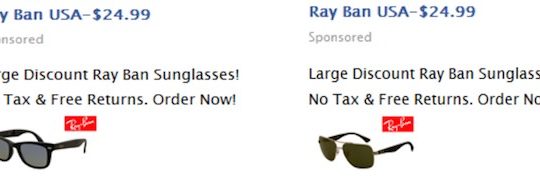 Fausse Publicite Ray-Ban Facebook