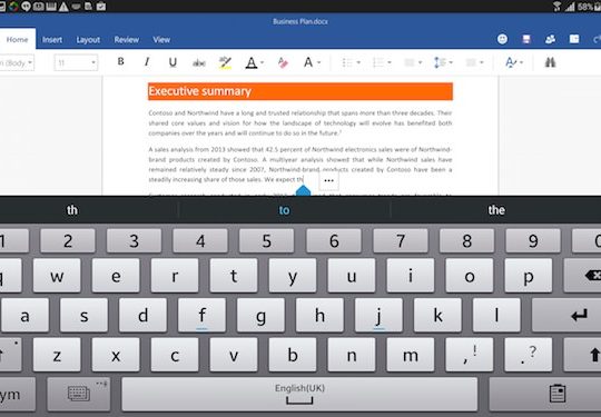 Microsoft Office Word Android Tablette