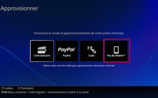 PlayStation Store Paiement Mobile