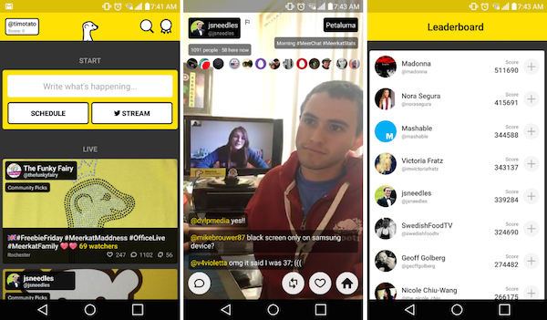 Meerkat Application Android