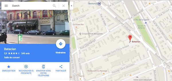 Google Maps Daech Bataclan