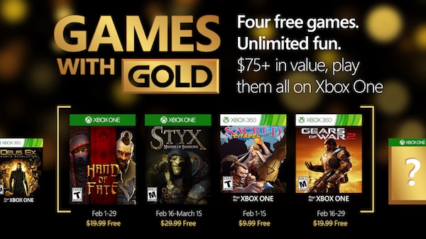 Xbox Live Gold Fevrier 2016