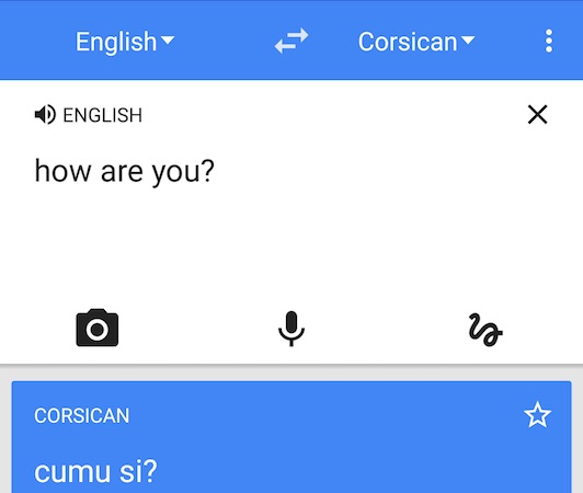 Google Traduction Corse