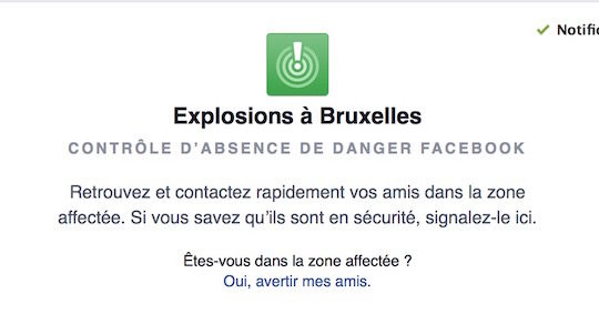 Facebook Safety Check Attentats Bruxelles