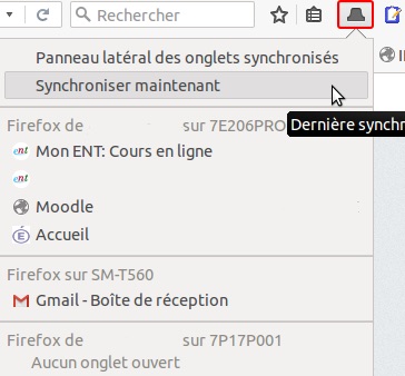 Firefox 45 Onglets Synchronises