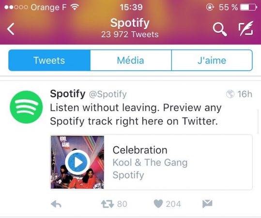 Spotify Lecture Musique Depuis Twitter