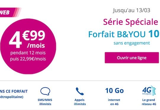 Bouygues Promo 4.99 Euros Mars 2017