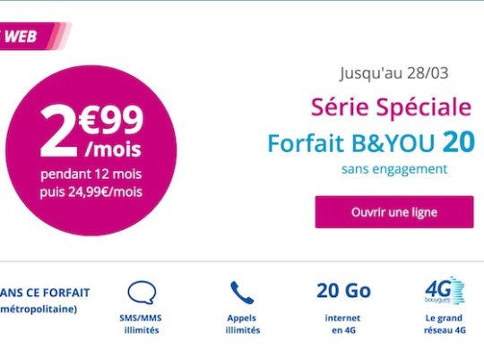 Bouygues Telecom Promo 2.99 Euros Mars 2017