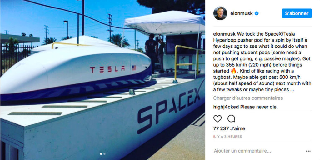 Le pod Hyperloop de Tesla atteint la vitesse de 355 km/h, et c'est un ...