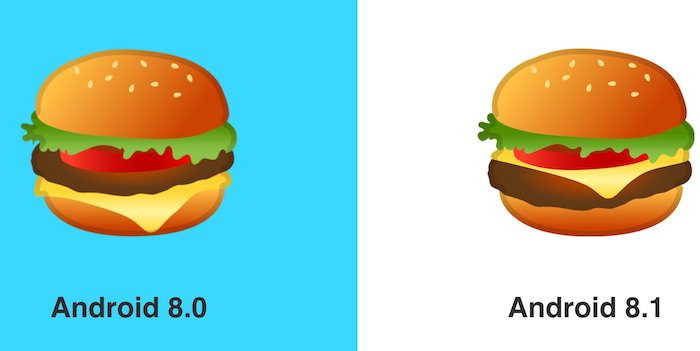 Emoji Hamburger Android 8.0 Vs Android 8.1