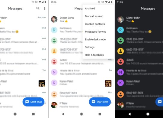 Android Messages Material Design Mode Sombre