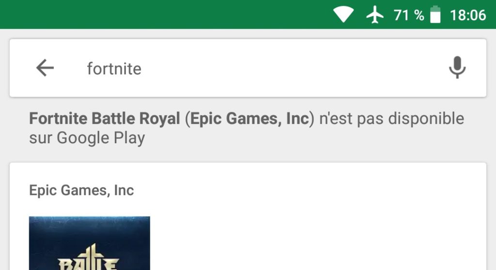 Message Google Fortnite Non Disponible Play Store 1024x558