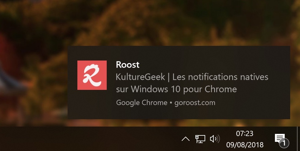 Notification Native Chrome Windows 10