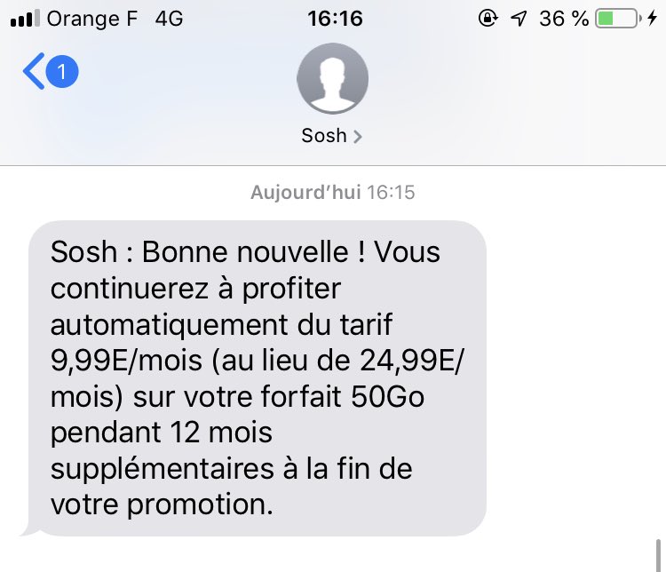 Sosh Prolongement Promo Forfait 9.99 Euros