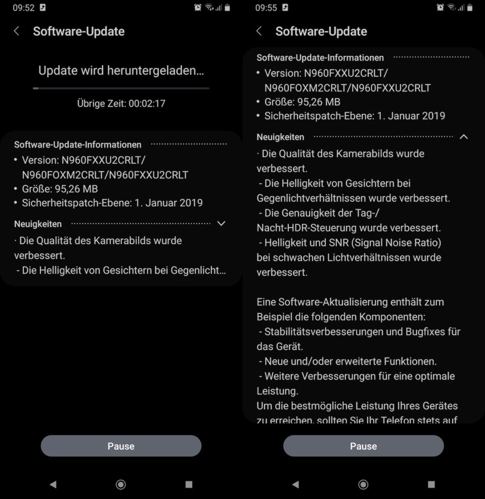 Android Pie Galaxy Note 9 Allemagne 996x1024