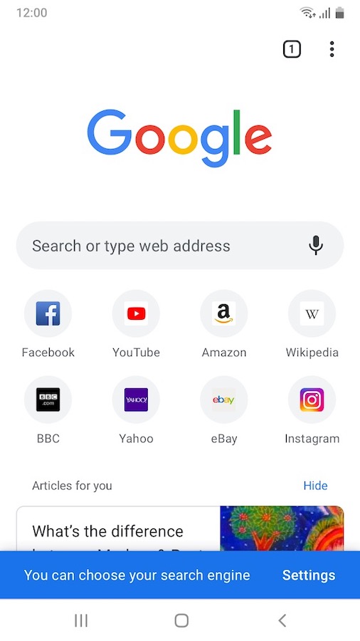 Android Chrome Choix Moteur De Recherche