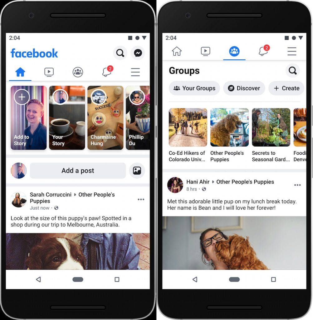 Facebook Application Nouveau Design 2019