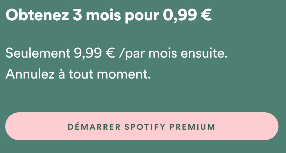Spotify Premium 99 Centimes Promo Mai 2019