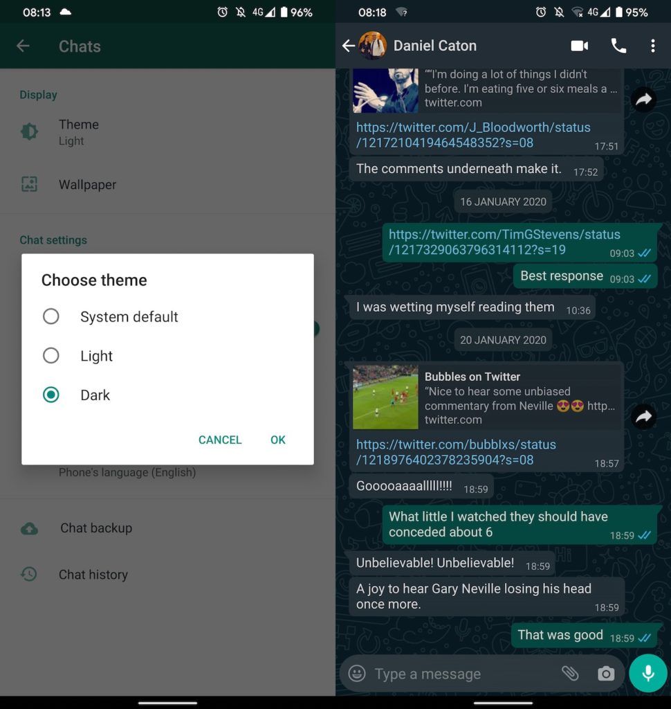 WhatsApp Mode Sombre Android 970x1024