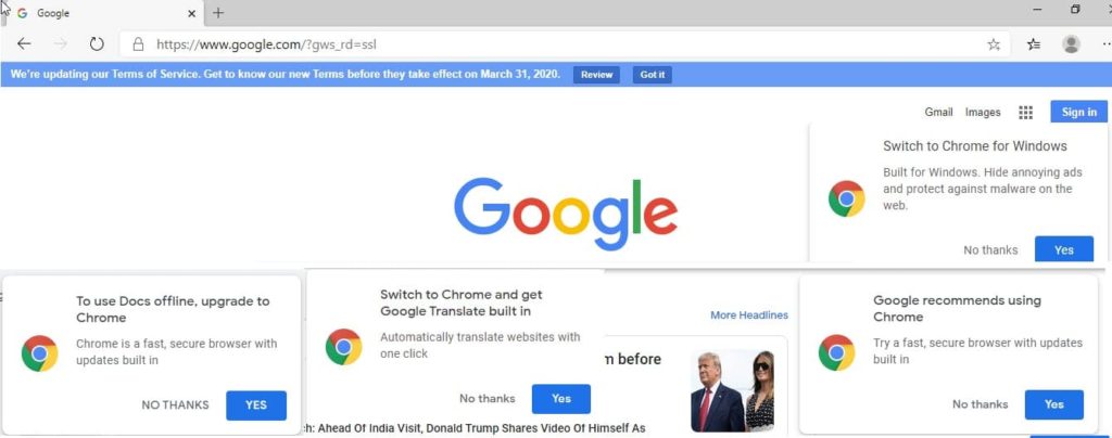 Messages Google Bascule Microsoft Edge Vers Chrome 1024x404