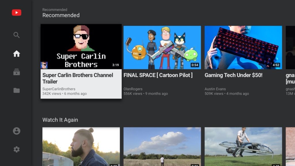 YouTube Android TV 1024x576