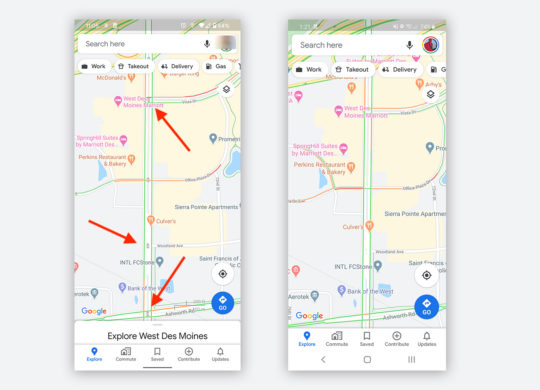 Google Maps Android Feu Circulation 2