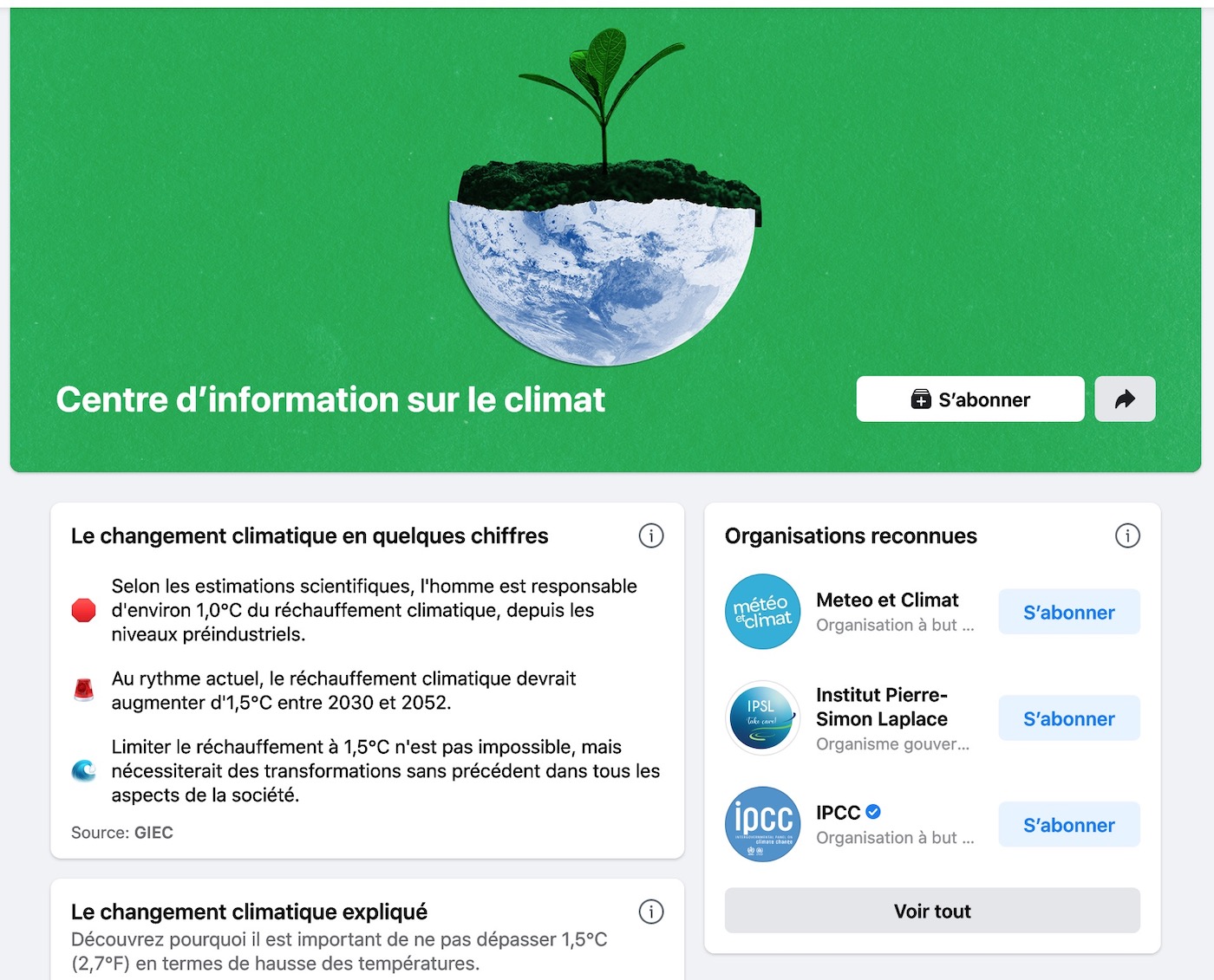 Climat : Facebook lance un centre d'information avec des infos