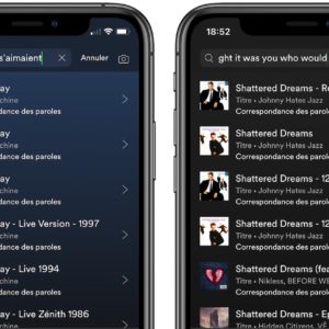 Spotify permet la recherche de musiques avec les paroles