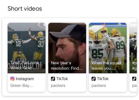 Google Carrousel Courtes Videos TikTok Instagram