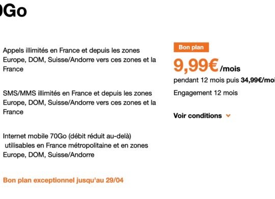 Orange Forfait 70 Go Orange 9.99 Euros