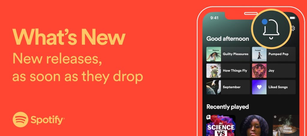 Spotify Quoi de Nouveau Notifications Nouvelles Musiques