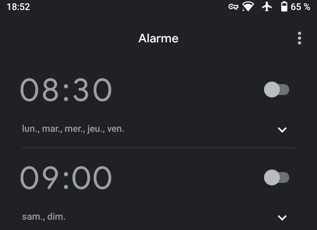 Android Application Horloge Alarmes