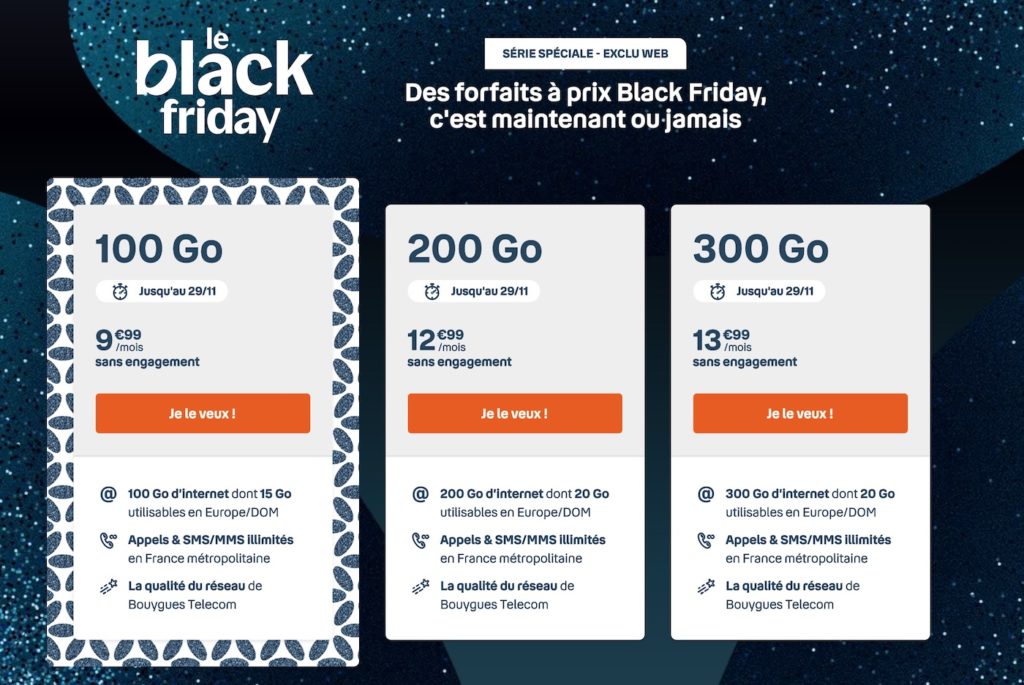 Forfaits Bouygues Telecom Promo Black Friday 2021