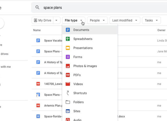 Google Drive Recherche Nouveaux Filtres