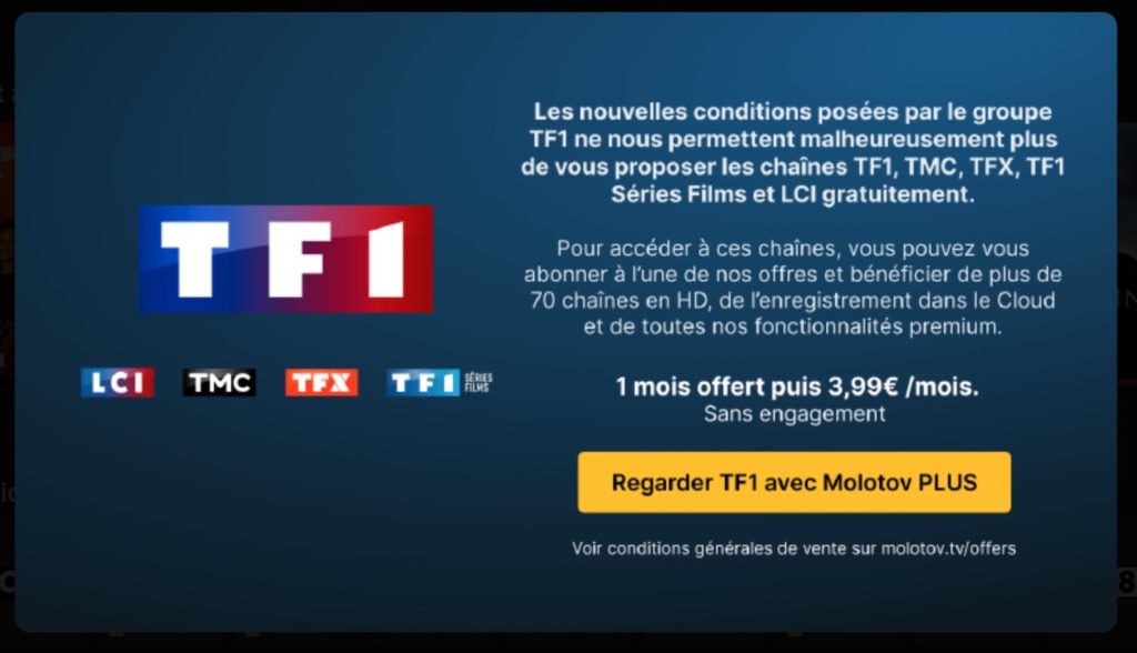 Molotov Chaines TF1 Payantes