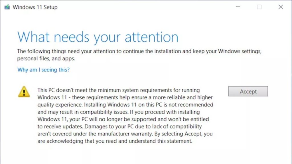 Windows 11 Message Installation PC Non Supporte