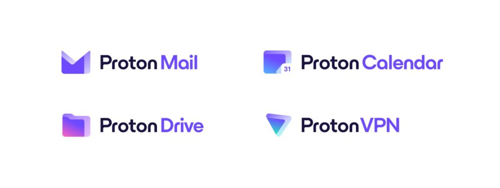 Proton ProtonMail ProtonCalendar ProtonDrive ProtonVPN Logos
