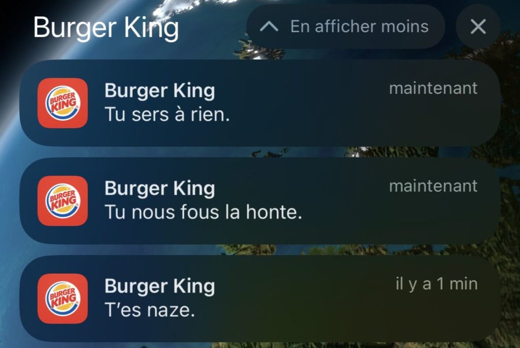 Burger King campagne cyberharcèlement