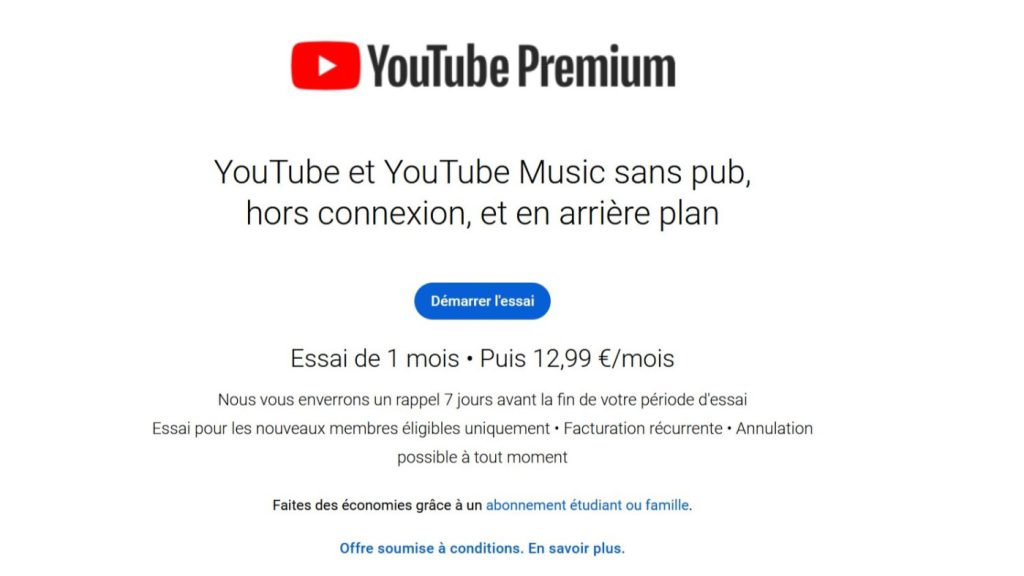 YouTube Premium Hausse Prix France Aout 2023