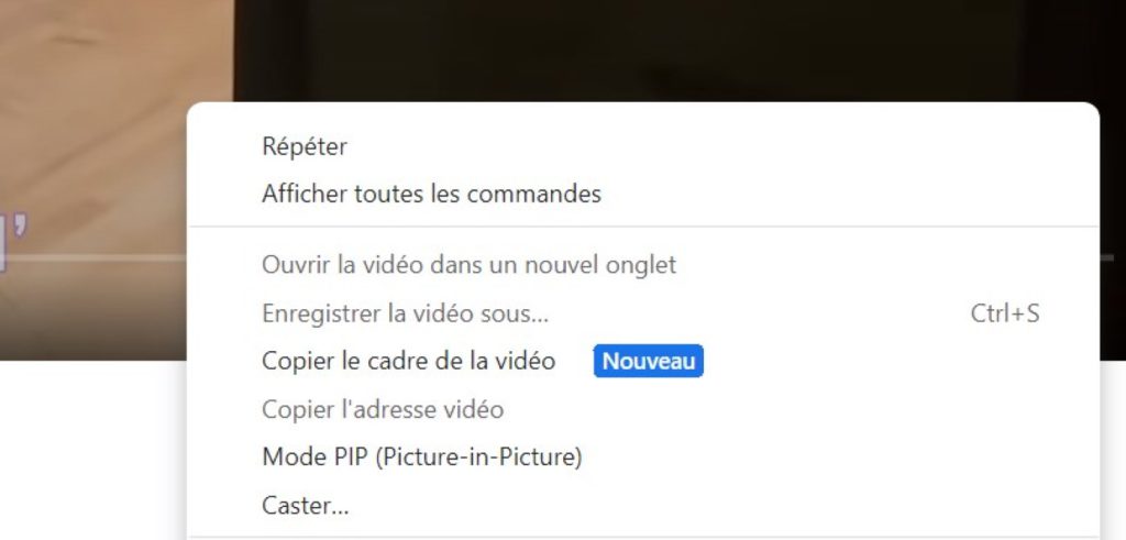 Chrome Clic Droit Capture Image Video YouTube