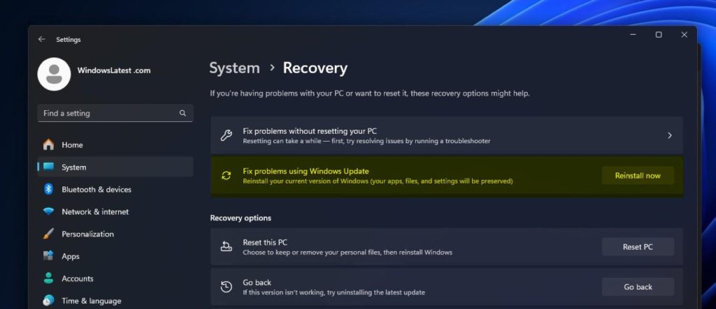 Option Reinstaller Windows 11 Sans Perdre Donnees