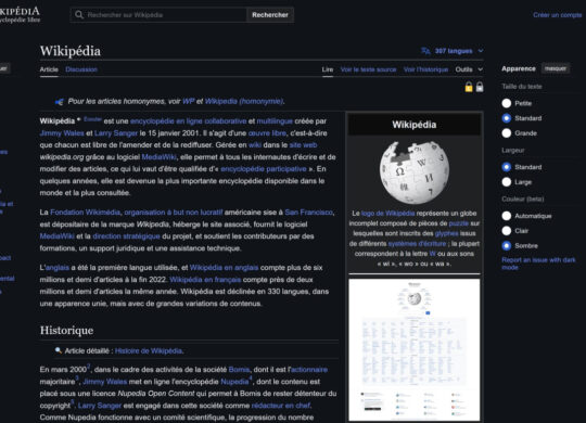 Wikipedia Mode Sombre