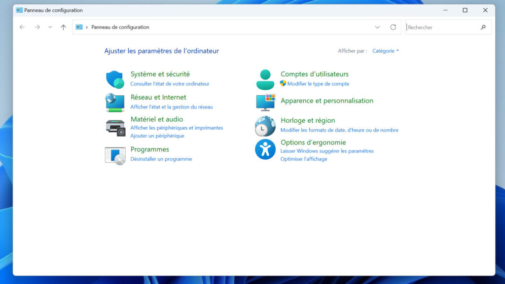 Panneau de Configuration Windows 11