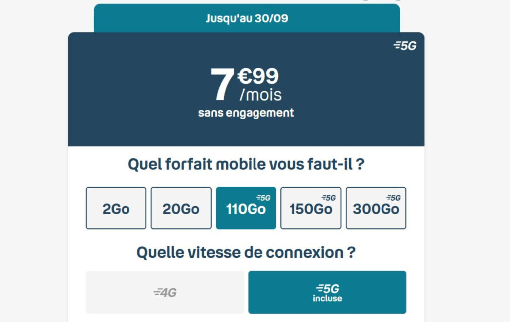 Bouygues Telecom Forfait 110 Go 5G Promo Septembre 2024